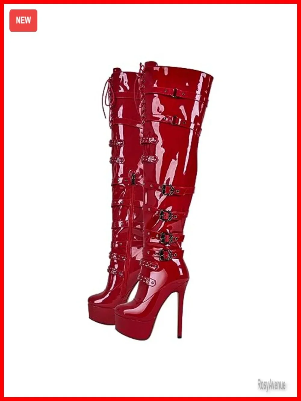 Platform Over the Knee Boots with Lace Up and Zip Closure
